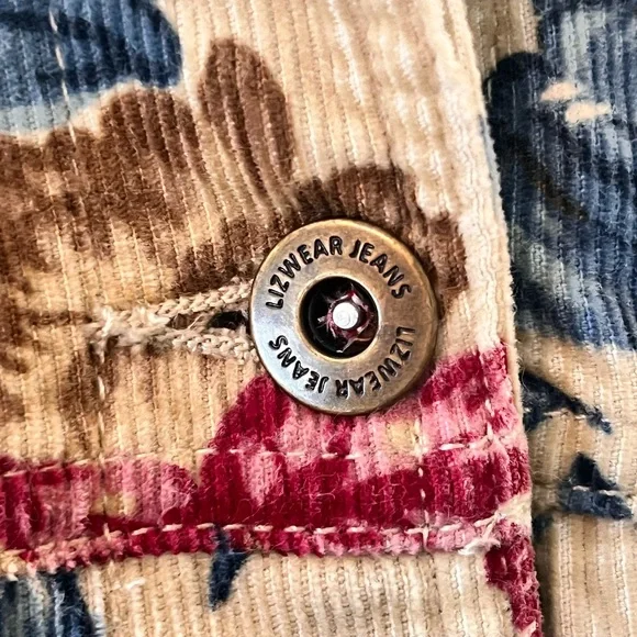 Vintage Lizwear Jeans Floral Corduroy Jacket by Liz Claiborne - Picture 8 of 15